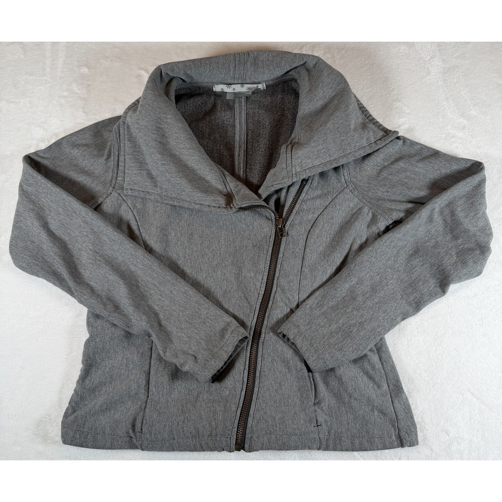 Athleta Jacket Women's Sz M Gray City Limits Moto Diagonal Zip Stretchy Athletic